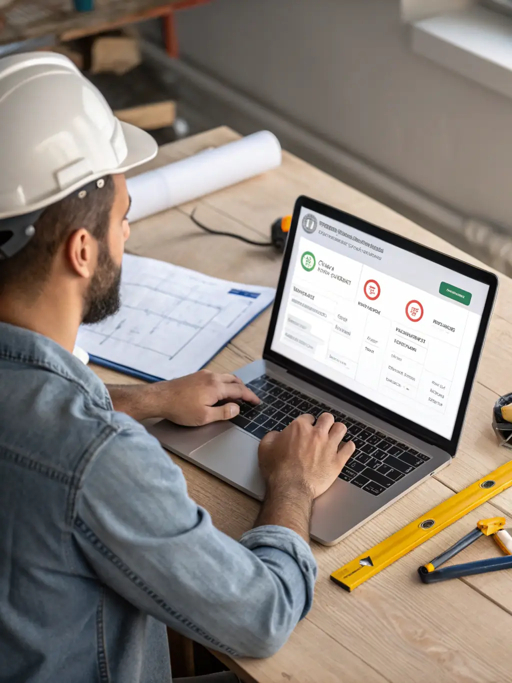 A foreman reviewing and approving timesheets on the Buildertime Pro dashboard, with clear indicators and easy-to-use approval buttons.