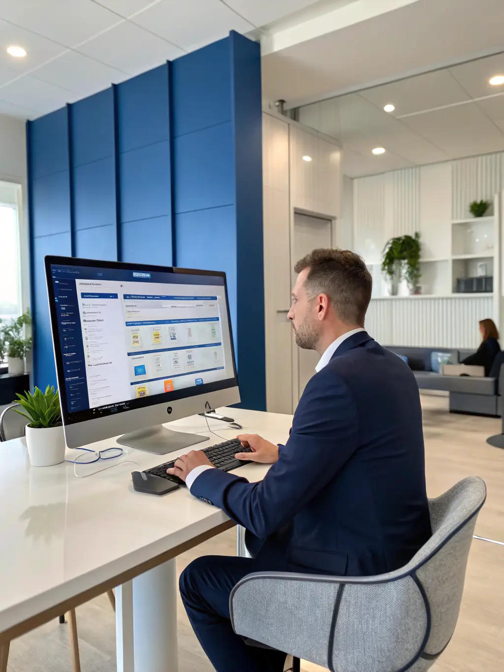 A project manager reviewing real-time data and analytics on a dashboard within the Buildertime Pro platform.